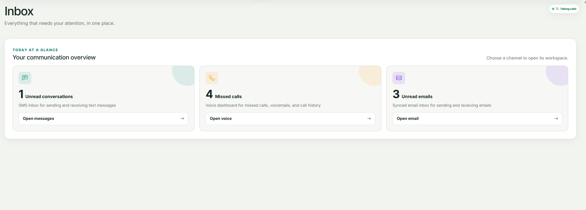 Clearelay inbox showing texts, calls, and email in one place
